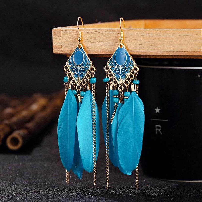 Fun aqua blue and yellow-gold tassel earrings | MakerPlace by Michaels